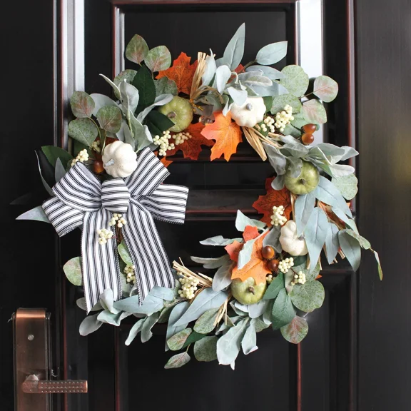 Colourtree 19.68" Door Welcome Wreath Halloween Wreath Wreath Party Decoration Scene Arrangement Pumpkin Sunflower Wreath Door Ornament