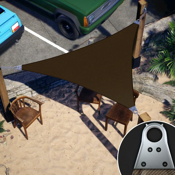 Colourtree 20' x 22' x 29.74' Brown Right Triangle Size Super Ring Sun Shade Sail CTAWTN Canopy Awning Shades for Patio - Commercial Heavy Duty - 260 GSM - 5 Years Warranty