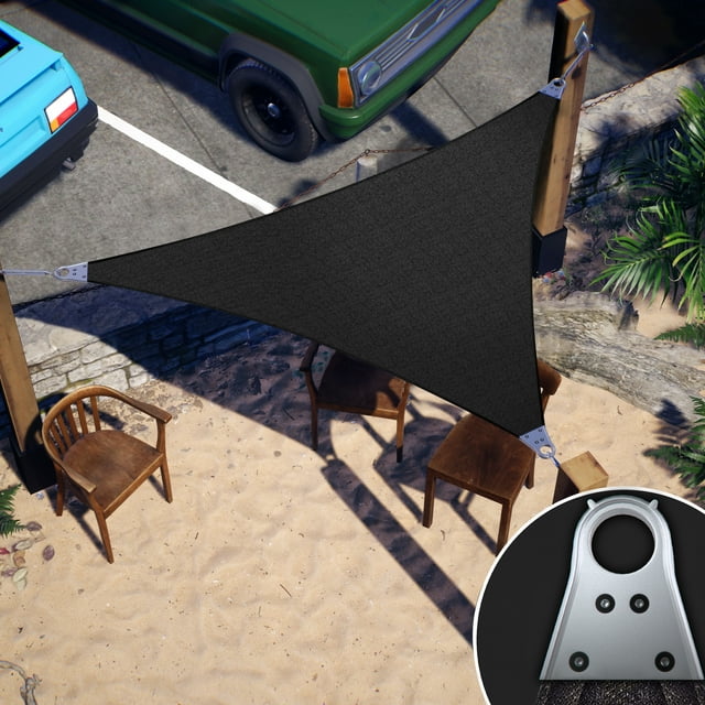 Colourtree 22' x 40' x 45.66' Black Right Triangle Size Super Ring Sun Shade Sail CTAWTN Canopy Awning Shades for Patio - Commercial Heavy Duty - 260 GSM - 5 Years Warranty
