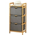 thumbnail image 1 of Colourtree 3 Drawers 23.6 Inch Section Freestanding Bamboo Bathroom Organizer with Pull Out Hamper Drawers Wooden Laundry Towel Cabinet Tower Three Part Compartment Sorter Basket, 1 of 8