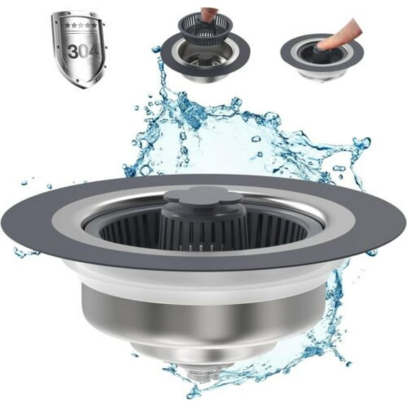 Colourtree 4.53" Kitchen Sink Drain Stopper Basket Strainer Stainless Steel Waste Plug
