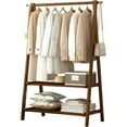 thumbnail image 1 of Colourtree 64.2'' H X 46'' W X 2.17'' D Clothing Garment Rack Clothes Rack Wooden with 2 Tier Shelves,Brown, 1 of 5