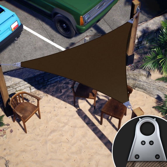 Colourtree 7' x 10' x 12.2' Brown Right Triangle Size Super Ring Sun Shade Sail CTAWTN Canopy Awning Shades for Patio - Commercial Heavy Duty - 260 GSM - 5 Years Warranty