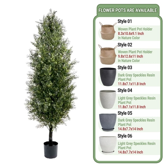 Colourtree 71" Artificial Cedar Topiary Fake Cypress Trees Christmas Pine Tree Faux Cedar Potted Plants for Indoor Outdoor Home Front Porch Decor - Pot Style 06