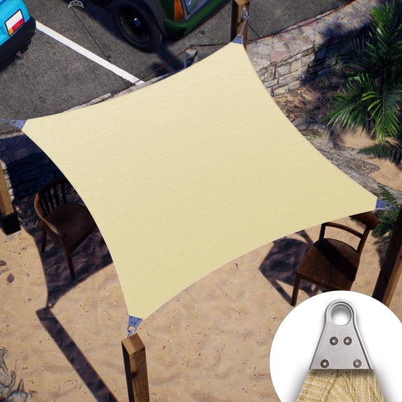 Colourtree 8' x 8' Beige Super Ring Customized Size Order To Make Sun Shade Sail CTAWRN canopy Awning Shades for Patio-260 GSM-Commercial Standard Heavy Duty