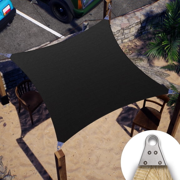 Colourtree 8' x 8' Black Super Ring Customized Size Order To Make Sun Shade Sail CTAWRN canopy Awning Shades for Patio-260 GSM-Commercial Standard Heavy Duty