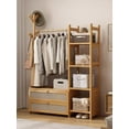 thumbnail image 1 of Colourtree Bamboo Clothes Rack,Garment Rack with Drawers and Shelves,5 Tier Storage Shelves with 6 Hanging Hooks,Coat Rack,Wardrobe Closet for Entryway Guestroom Kids Bedroom (39.4inch Width), 1 of 5
