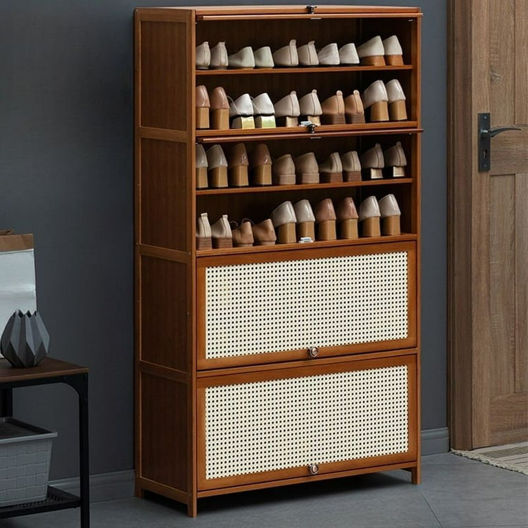 Colourtree Bamboo Shoe Cabinet Modern Entryway Shoe Storage