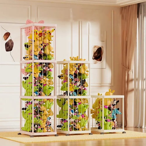 Colourtree Biege Hanging Stuffed Animal Storage Net, Zoo-Themed Toy Organizer Holder with Elastic Band, Saves Space in Playroom, Bedroom, Nursery (1 Tier)