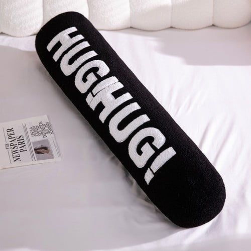 Colourtree Black Round Body Pillows for Adults 37.4" Cylinder Pillows, Skin-Friendly Cover Detachable Bolster Pillows for Sleeping