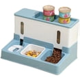 thumbnail image 1 of Colourtree Blue Cat Food and Water Dispenser Automatic Dog Feeder Waterer 3 in 1 Auto Pet Food and Water Bowl Set Self Feeding for Puppy Kitten, 1 of 8