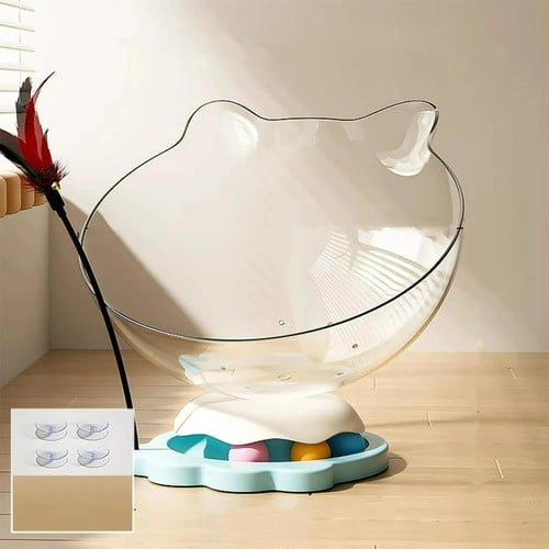 Colourtree Blue Kitten Bed – Space Nest Cat Bed with Non-Slip Rotatable Turntable