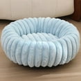 thumbnail image 1 of Colourtree Blue Warming Faux Rabbit Fur Pet Beds – Luxurious Donut Dog & Cat Bed, Anti-Anxiety Calming Cuddler Bed, Washable, Non-Slip Bottom, 1 of 5