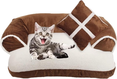 Colourtree Brown Calming Pet Bed Luxury Comfortable Pet Bed Sofa Warm Dog Bed Puppy House Kennel Cozy Cat Nest Sleepping Mat Cushion Cat Bed and Dog Bed