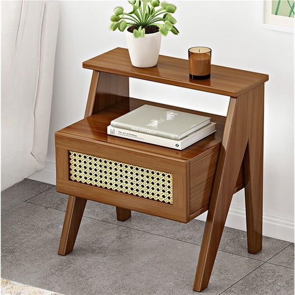 Colourtree Brown Nightstands, Bedside Table with Open Shelf, Storage Side Table, Dressing Tables, Night Stands with Storage Drawers, Modern End Table for Bedroom, Living Room