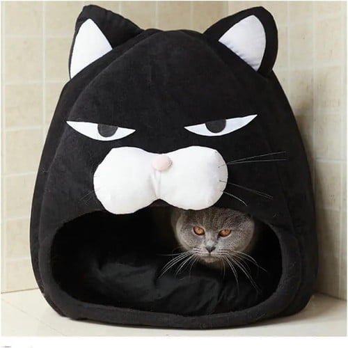 Colourtree Cartoon Cat Bed House Winter Warm Fleece Washable Soft Dog Nest Cat Cave Tent for Sleeping Waterproof Pets Sleep Bags Supplies