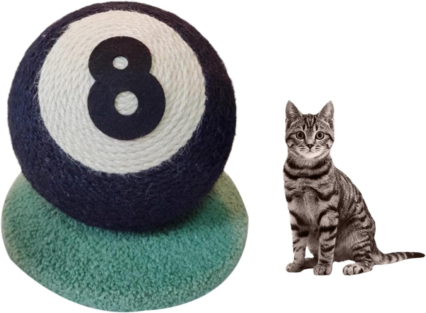 Colourtree Cat Scratcher Toy: Premium Natural Sisal 8 Billiard Ball-Style Design Scratcher - Interactive Chewing Biting Cat Toy for Cats Kittens, Indoor Engaging Activity Center