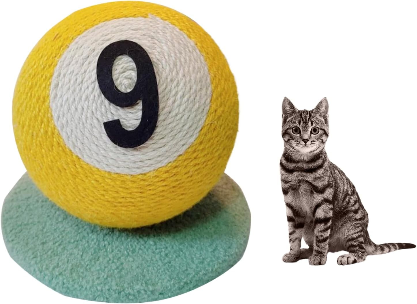Colourtree Cat Scratcher Toy: Premium Natural Sisal 9 Billiard Ball-Style Design Scratcher - Interactive Chewing Biting Cat Toy for Cats Kittens, Indoor Engaging Activity Center