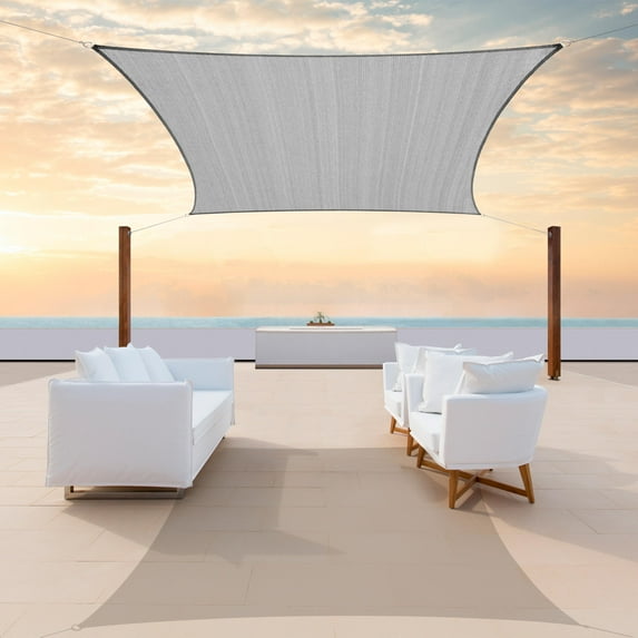 Colourtree Custom Size 14' x 15' Rectangle Gray Sun Shade Sail Canopy UV Air & Water Permeable - Commercial Standard Heavy Duty - 190 GSM - 3 Years Warranty ( We Make Custom Size )