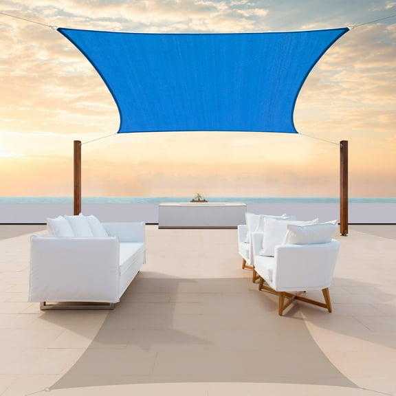 Colourtree Custom Size 6' x 19' Rectangle Blue Sun Shade Sail Canopy UV Air & Water Permeable - Commercial Standard Heavy Duty - 190 GSM - 3 Years Warranty ( We Make Custom Size )