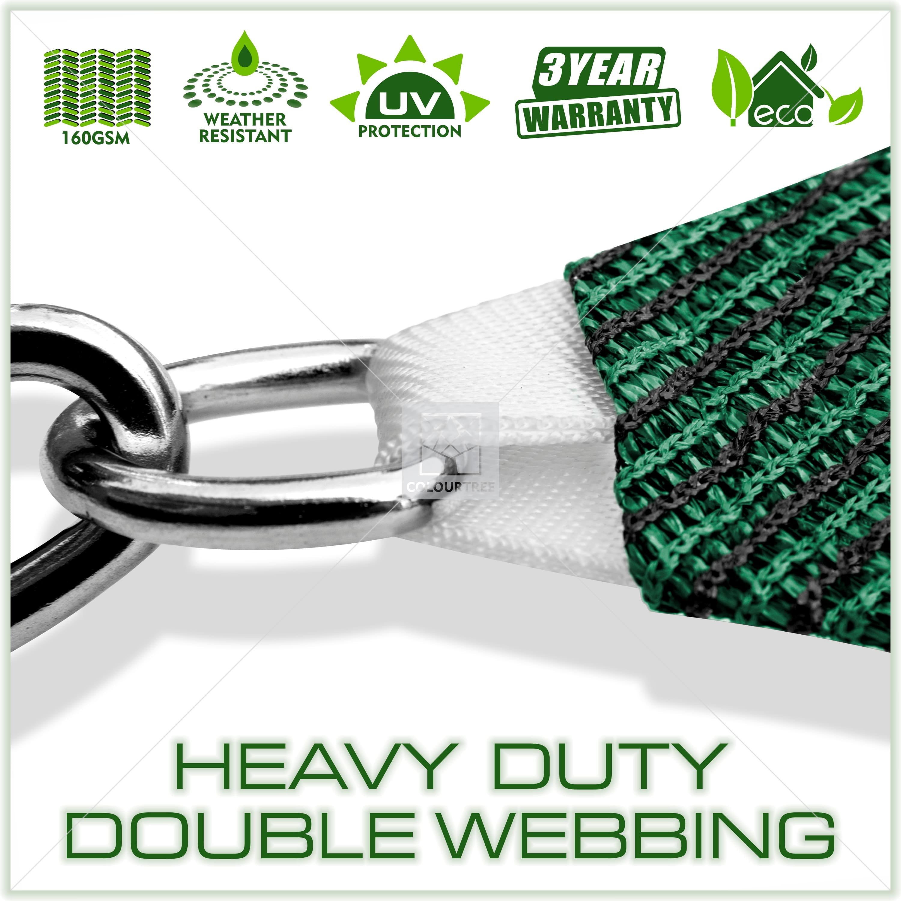 Green Heavy Duty Rectangle Sun Shade Sail Canopy 7' x 14'