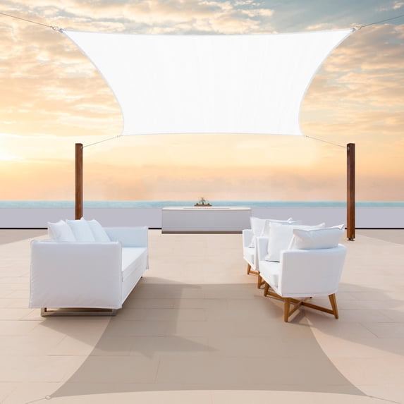 Colourtree Custom Size 7' x 19' Rectangle White Sun Shade Sail Canopy UV Air & Water Permeable - Commercial Standard Heavy Duty - 190 GSM - 3 Years Warranty ( We Make Custom Size )