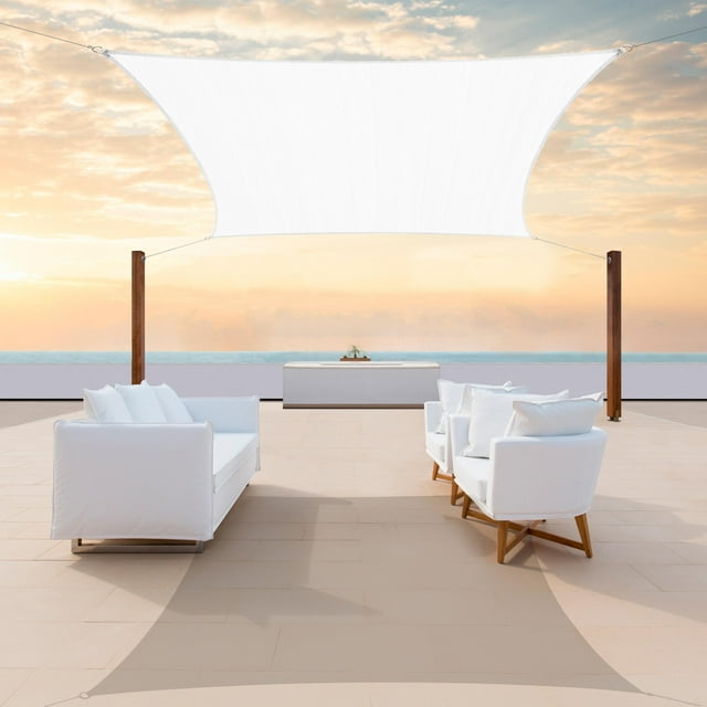 Colourtree Custom Size 8' x 9' Rectangle White Sun Shade Sail Canopy UV Air & Water Permeable - Commercial Standard Heavy Duty - 190 GSM - 3 Years Warranty ( We Make Custom Size )