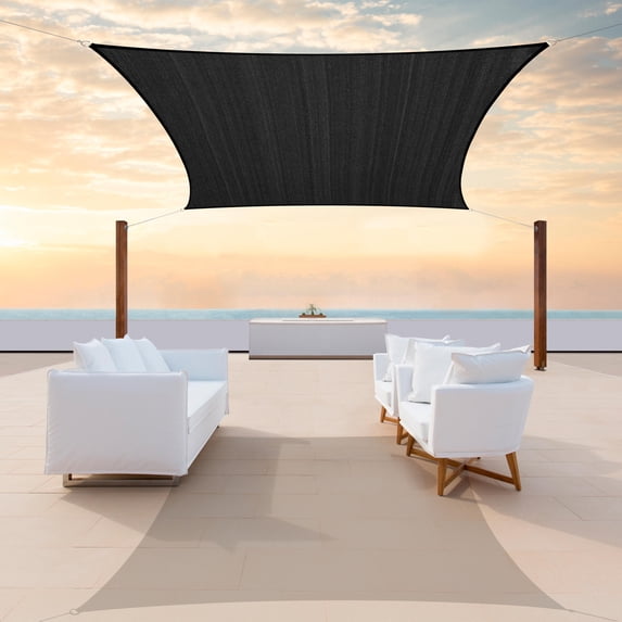 Colourtree Custom Size 9' x 14' Rectangle Black Sun Shade Sail Canopy UV Air & Water Permeable - Commercial Standard Heavy Duty - 190 GSM - 3 Years Warranty ( We Make Custom Size )