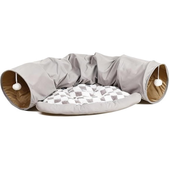 Colourtree Dark Grey Cat Tunnel Bed for Indoor Cats, Peekaboo Cat Cave with Detachable & Washable Design, Scratch-Resistant Donut Bed for Multiple & Large Cats