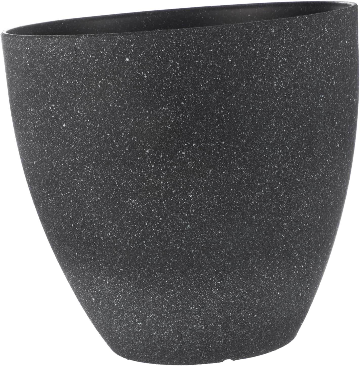 Colourtree Dark Grey Simulated Stone Flower Pot Stylish Resin Planter with Drainage Holes and Resin Tray, 11.8”(Upper D)x 7.1”(Bottom D) x 11.8”(H)