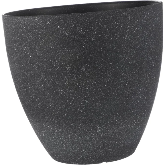 Colourtree Dark Grey Simulated Stone Flower Pot Stylish Resin Planter with Drainage Holes and Resin Tray, 11.8”(Upper D)x 7.1”(Bottom D) x 11.8”(H)