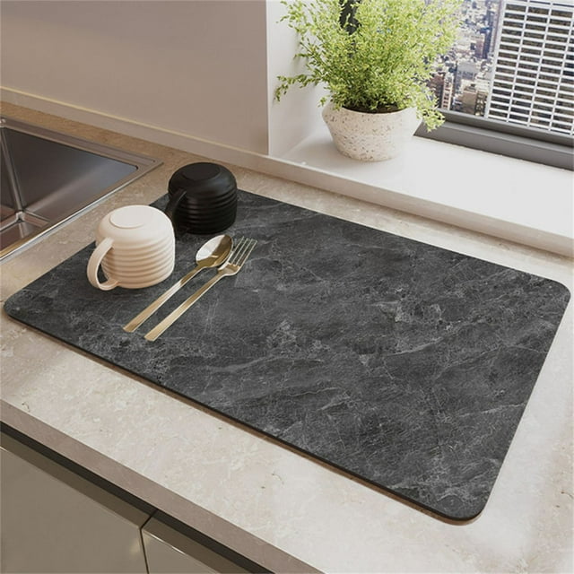 Colourtree Dish Drying Mat Super Absorbent Hide Stain Dish Drying Pad with Non-slip Rubber Backed