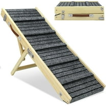 Colourtree Dog Ramp, 32.68" Long and 11.81" Wide Wooden Folding Portable Pet Ramp, Adjustable from 9.8" to 18.1" with Non-Slip Traction Mat, Dog Ramps for Car, Bed, Couch