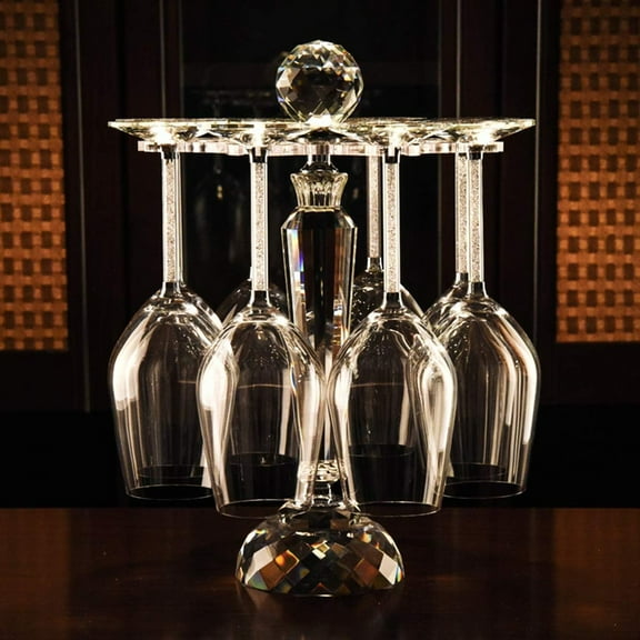 Colourtree Elegant Desktop Crystal Glass Stemware Rack Wine Glass Storage Stand Holder (Rack Only)
