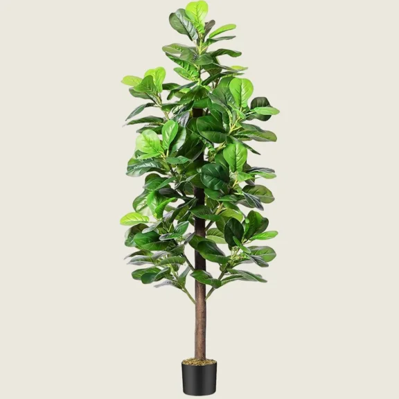Colourtree Fiddle 59 inch Leaf Fig Tree Artificial - Tall Faux Fiddle Leaf Fig Tree - Fake Fig Plant with Realistic Texture for Indoor Outdoor Modern Home House Office