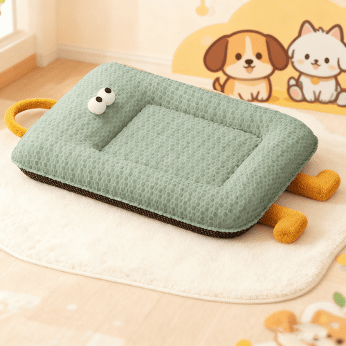 Colourtree Green Cozy Plush Pet Bed for Cats & Small Dogs, Reversible & Washable, Snuggle Warm Teddy Fleece for Winter, All-Season Use