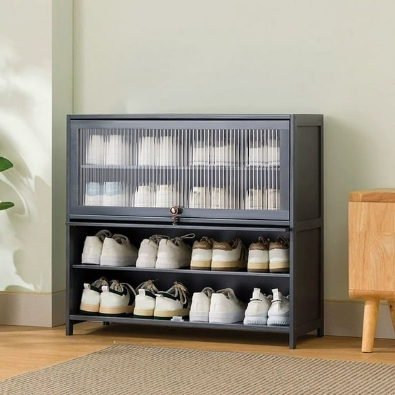 Colourtree Grey 5 Rows Shoe Rack, Shoe Racks Storage, and Sturdy, Shoe Storage Organiser, Free Standing Shoe Rack Organizer, for Hallway, Bedroom, Dorm Room