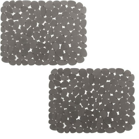 Colourtree Grey Pebble Sink Mats for Stainless Steel Sink, PVC Sink Saddle Protectors Kitchen(2 Pcs)
