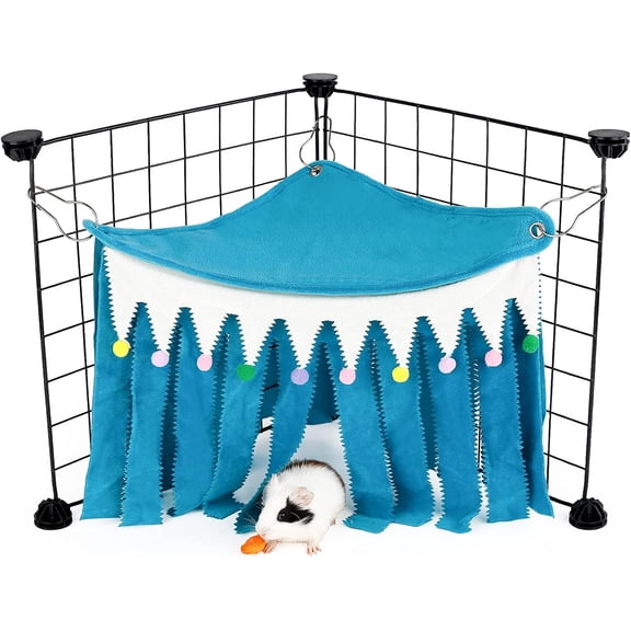 Colourtree Guinea Pig Hideout - Guinea Pig Corner Hideout, Three-Sided Fringes, Triangle Top and Washable Hides, Suitable Hides for Rabbit and Other Small Pets, No Metal Fences