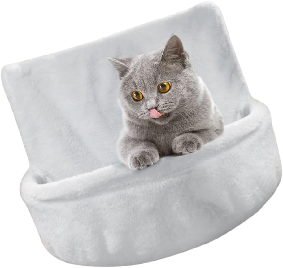 Colourtree Light Grey Plush Cats Hammock Bed Large Hanging Hammock Sleep Bed Warm Pet Bed for Winter Detachable and Machine Washable