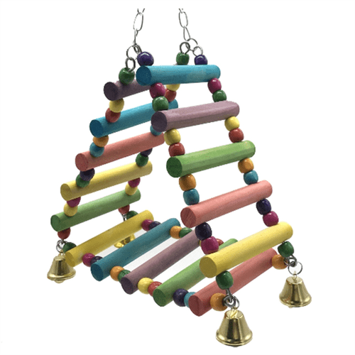 Colourtree Parrots Toys Bird Swing Exercise Climbing Hanging Ladder Bridge Wooden Rainbow Pet Parrot Macaw Hammock Bird Toy