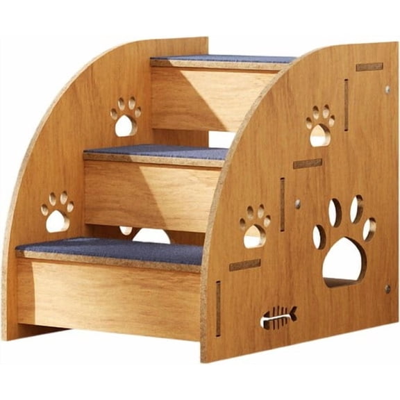 Colourtree Pet Steps for Cats | High Bed Climbing Dog Bed Steps - Indoor Pet Stairs Dog Steps, Non-Slip Wooden Dog Stairs (3-Steps)