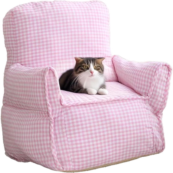 Colourtree Pink Cat Couch, Removable & Washable Cover, Fabric Pet Sofa for Indoor Cats and Small Dogs