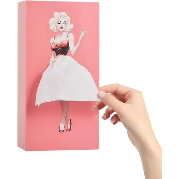 Colourtree Pink Funny Skirt Tissue Box Cover Vintage Classy Cute Lady Skirt Tissue Box Holder Rectangular Creative Unique Decorative Tissue Box Cover