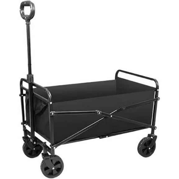 Colourtree Portable Camping Cart,Folding Beach Camping Trolley Cart with Trailer Hitch Picnic Grocery Shopping Cart for Outdoor Wilderness Adventures (Black)