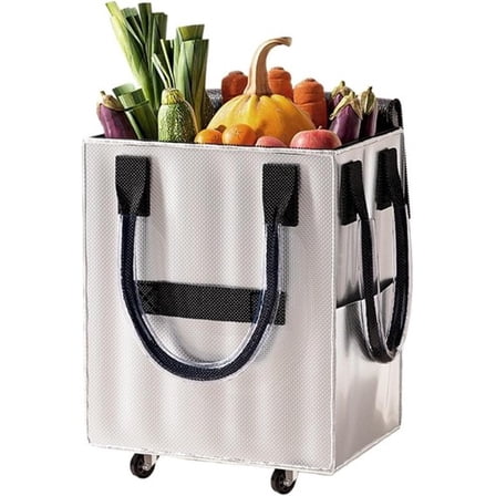 Colourtree Silver Foldable Rolling Shopping Cart Large Capacity Trolley Reusable