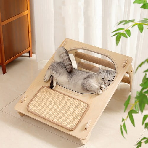 Colourtree Space Capsule Cat Bed Sleeping Nest Multifunction Wear Resistant Cat Climber Pet Spaceship Bed for Overlooking Playing Kitten
