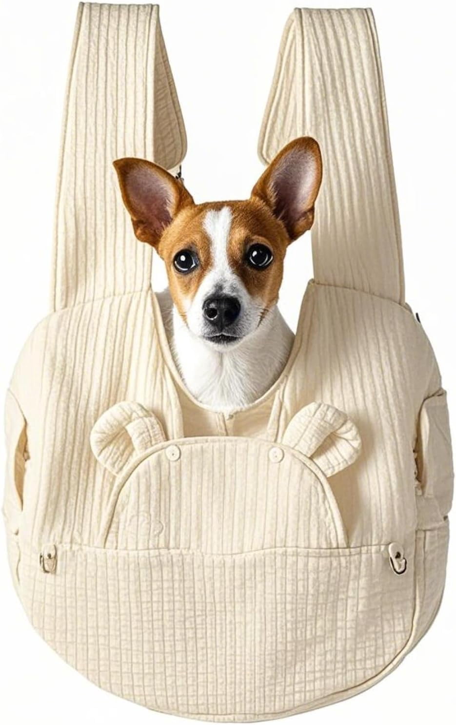Colourtree White Dog Carrier Backpack, Cute Bear Shape Crossbody Chest, Dog Travel Bag, Small Dog Cat Go Out Bag, Comfort Breathable Puppy Bags, Portable Adjustable
