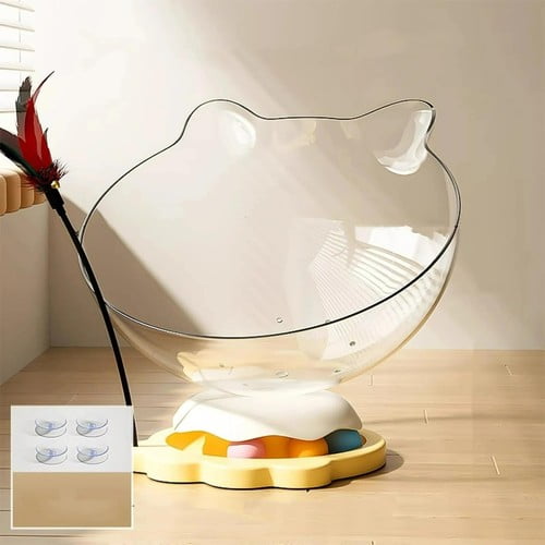 Colourtree Yellow Kitten Bed – Space Nest Cat Bed with Non-Slip Rotatable Turntable