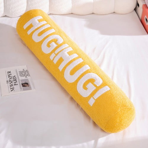 Colourtree Yellow Round Body Pillows for Adults 37.4" Cylinder Pillows, Skin-Friendly Cover Detachable Bolster Pillows for Sleeping